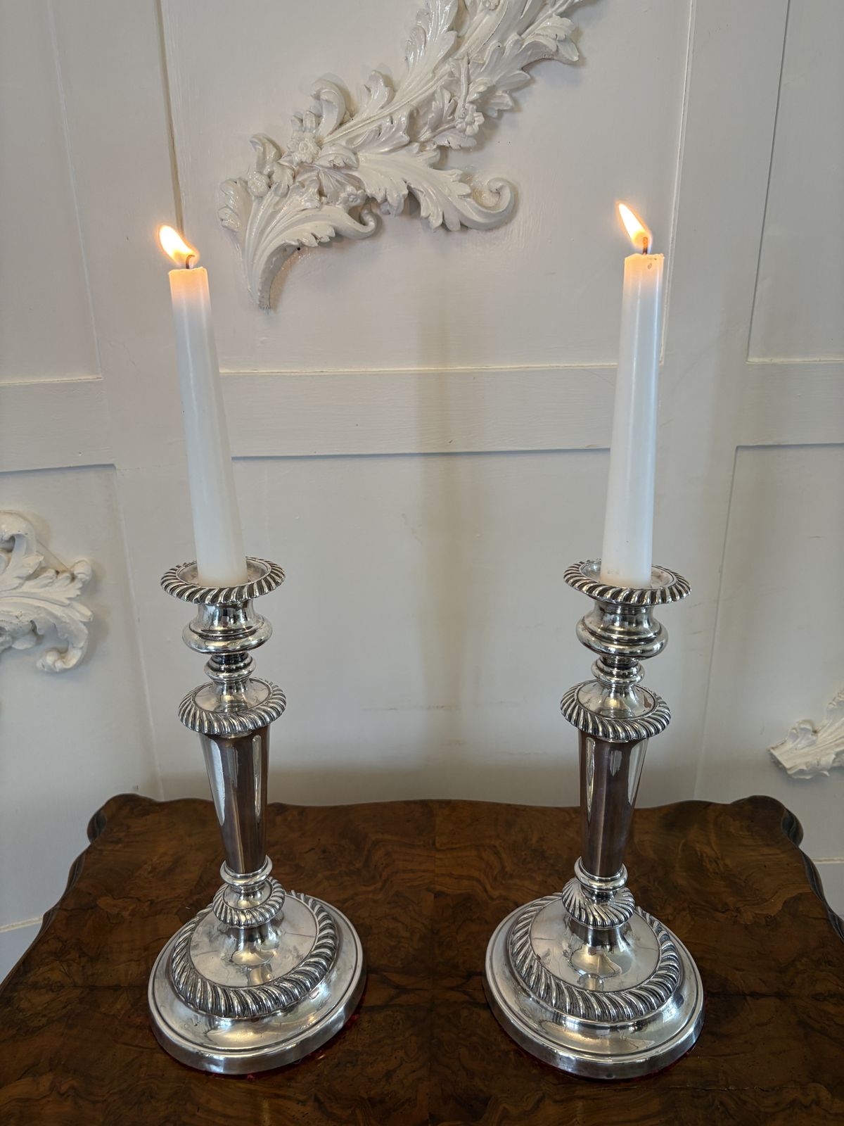 Quality Pair Of Antique 19th Century Silver Plated Candlesticks photo furniture