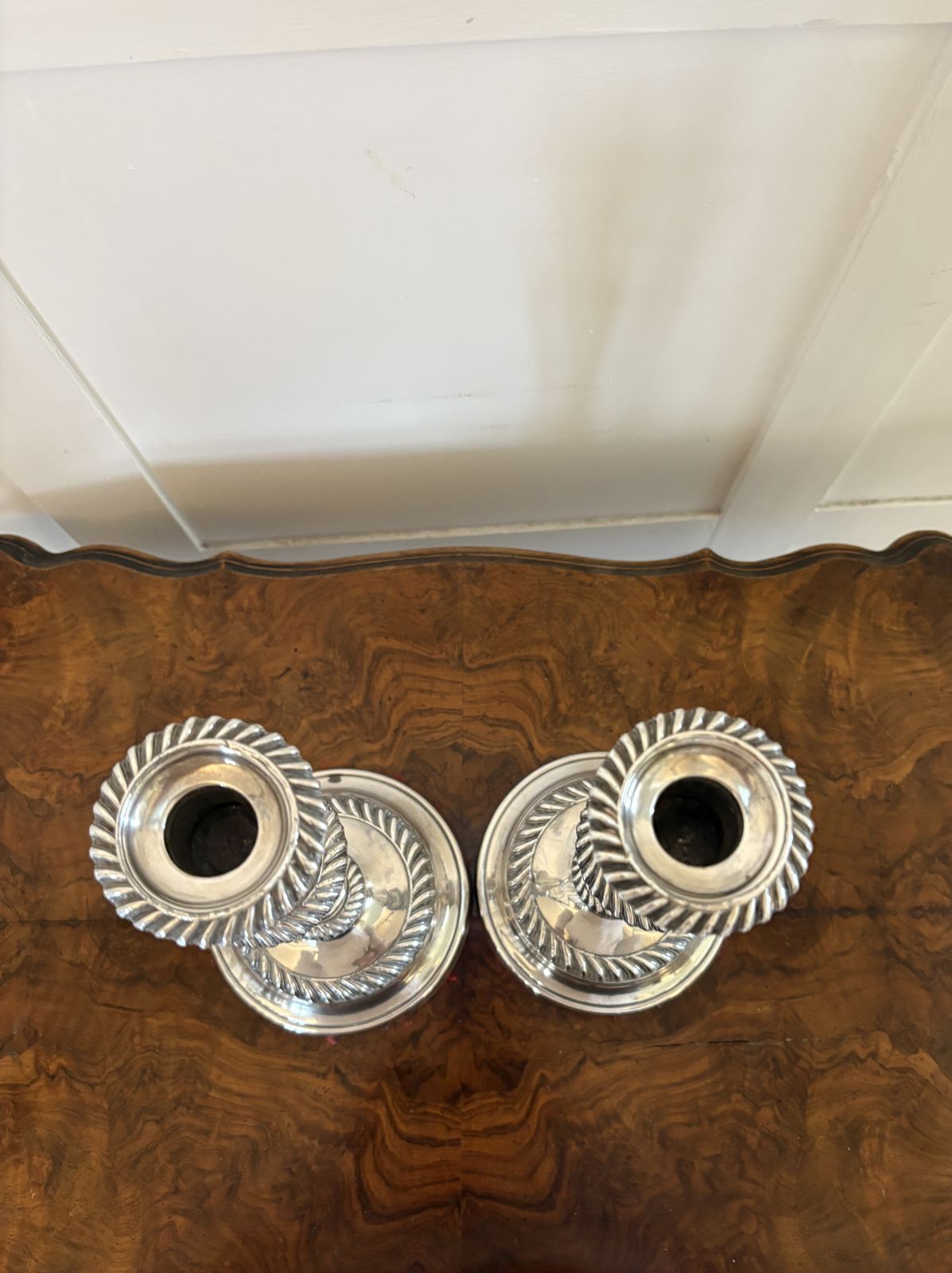 Quality Pair Of Antique 19th Century Silver Plated Candlesticks photo for sale