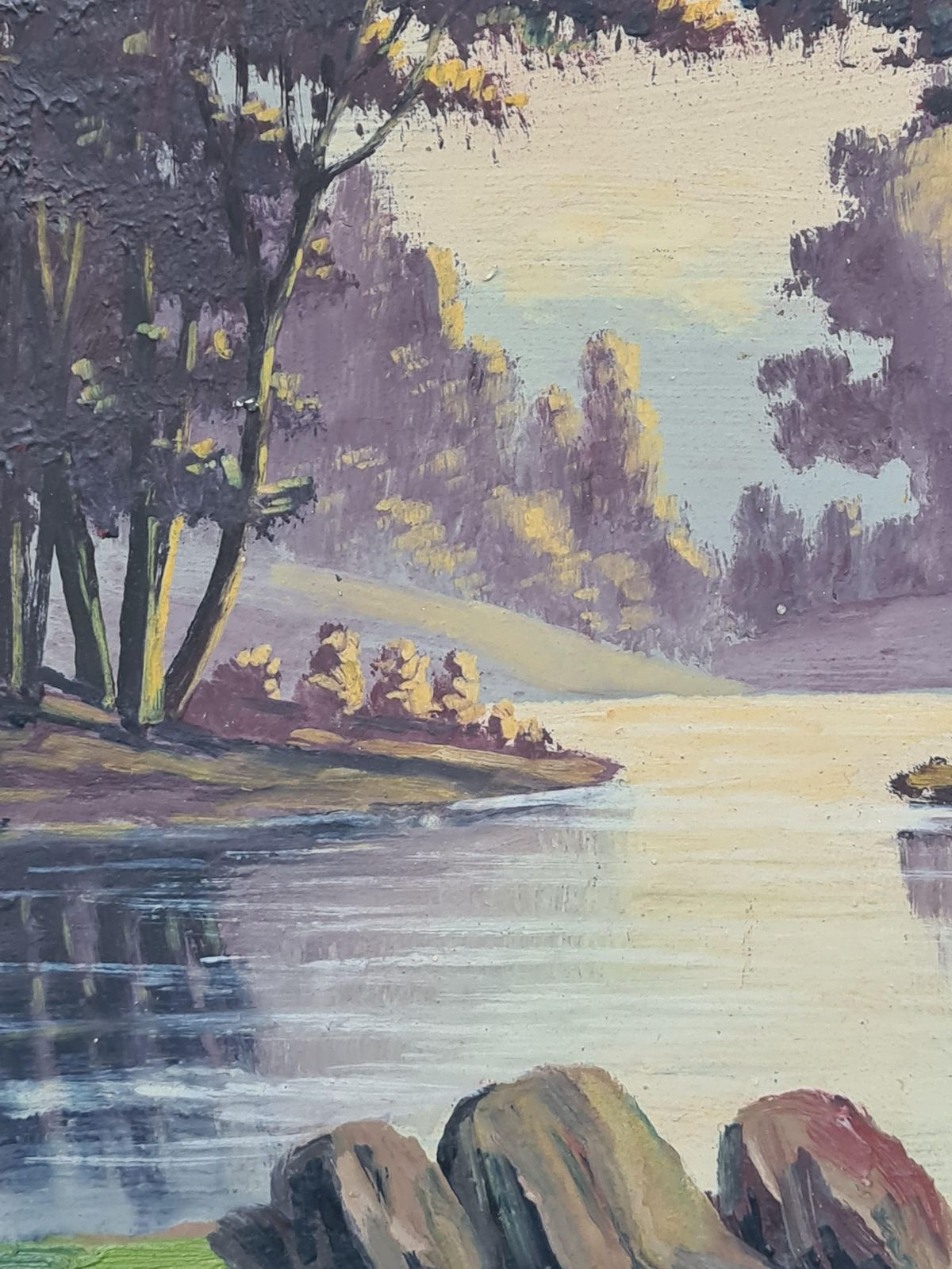 Boggiobarbizon School Lakeside Landscape, The Shady Glen. Oil On Board. photo Art