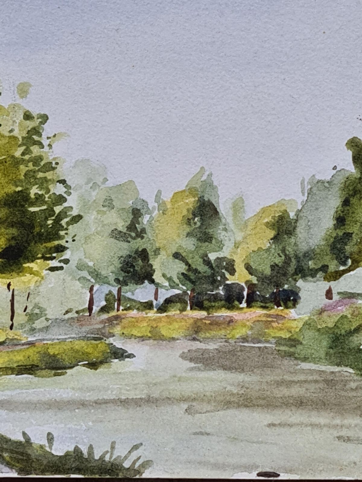 Henri Clamen1930s French Impressionist Watercolour Of Le Canal At Peronne Cléry photo furniture