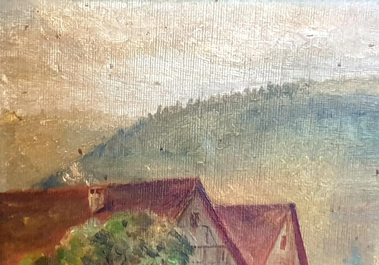 photo furniture Unknownearly 20th Century Folk Art Impressionist Oil On Board, 'View To The Farmhouse'.1926