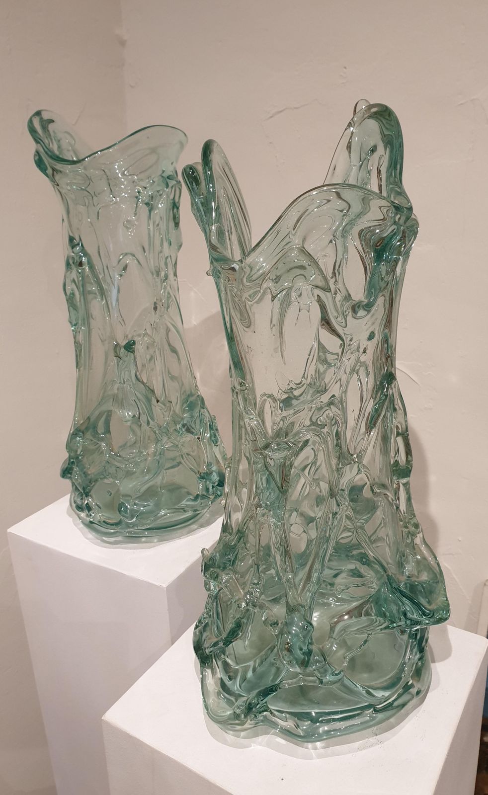 Olivier Guislarge Pair Of Signed Murano Glass Vases.Late 20th Century