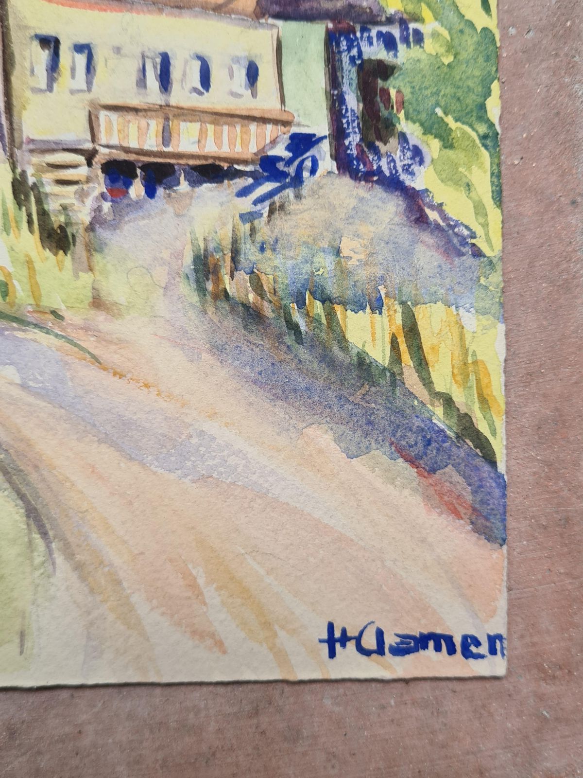 Henri Clamen1930s French Impressionist Watercolour Of A Mountain Chalet In A Landscape photo furniture