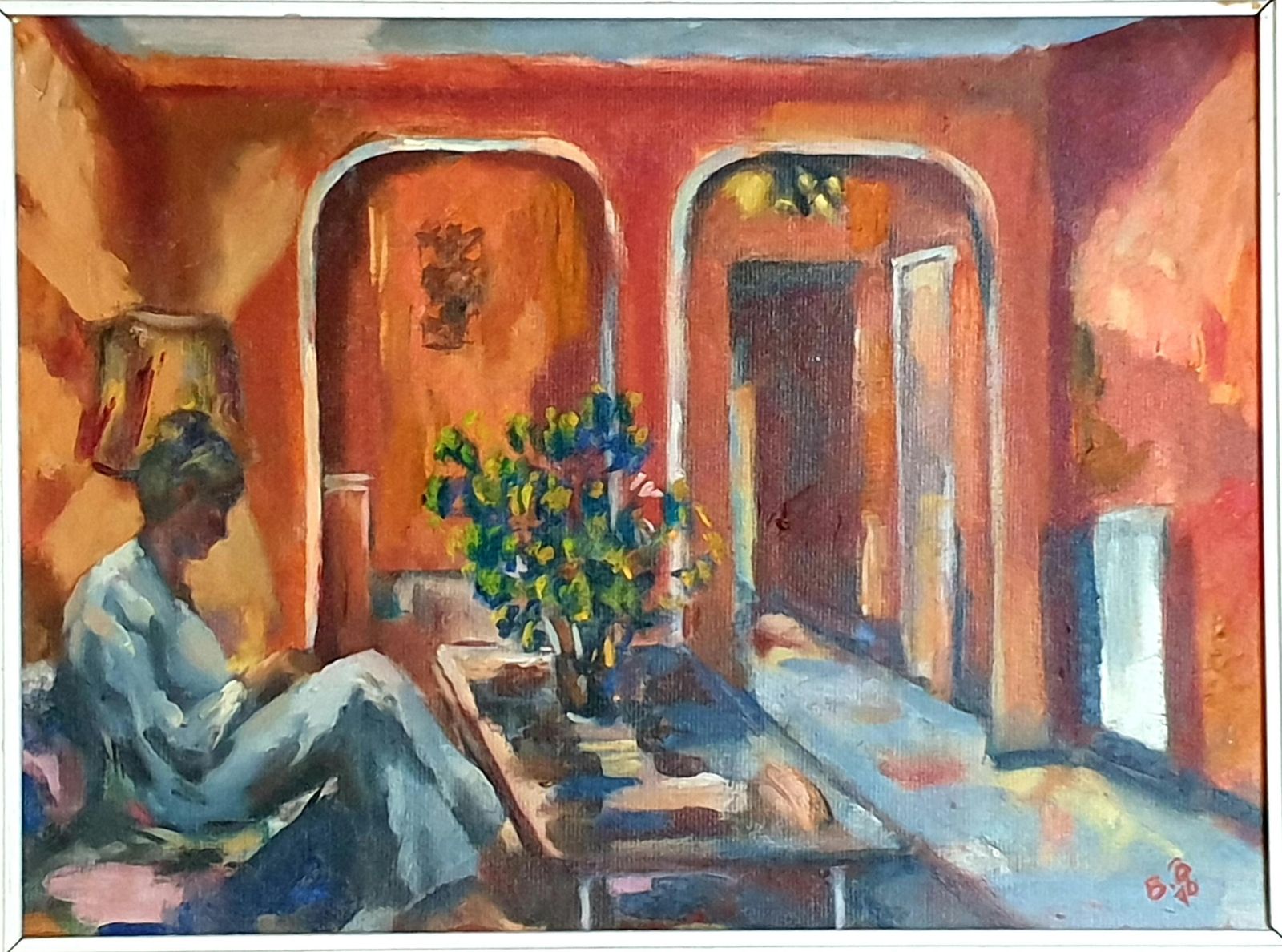 Bill Brown Late Mid Century Interior Scene, A Villa At Cannes, South Of France. Oil, Board1976