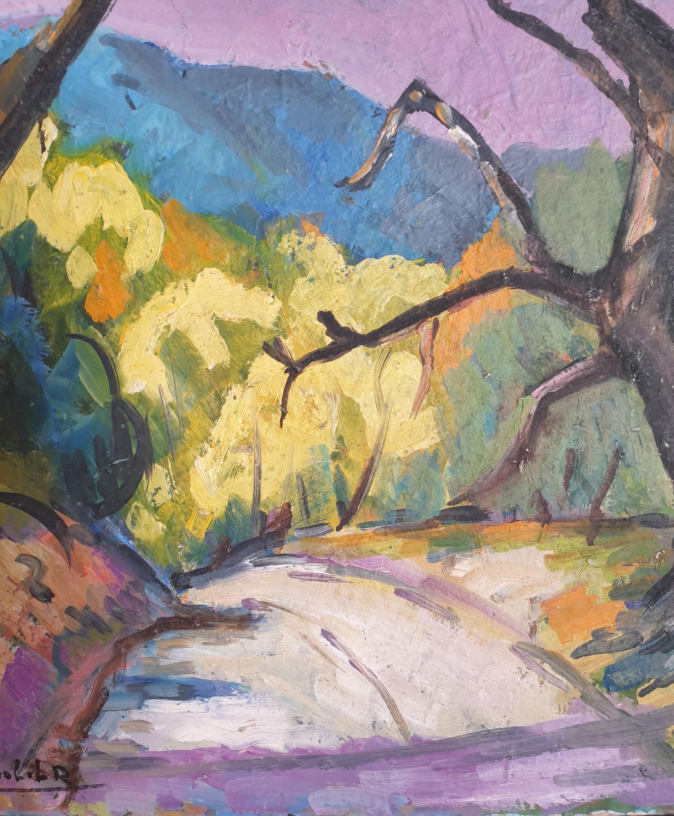 Hyppolite Rogerthe Road, Mid Century Provençal, Fauvist Landscape. Oil On Board.1960s photo vinterior