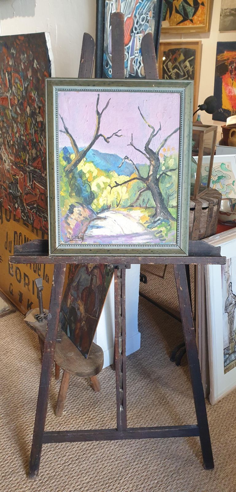 photo for sale Hyppolite Rogerthe Road, Mid Century Provençal, Fauvist Landscape. Oil On Board.1960s