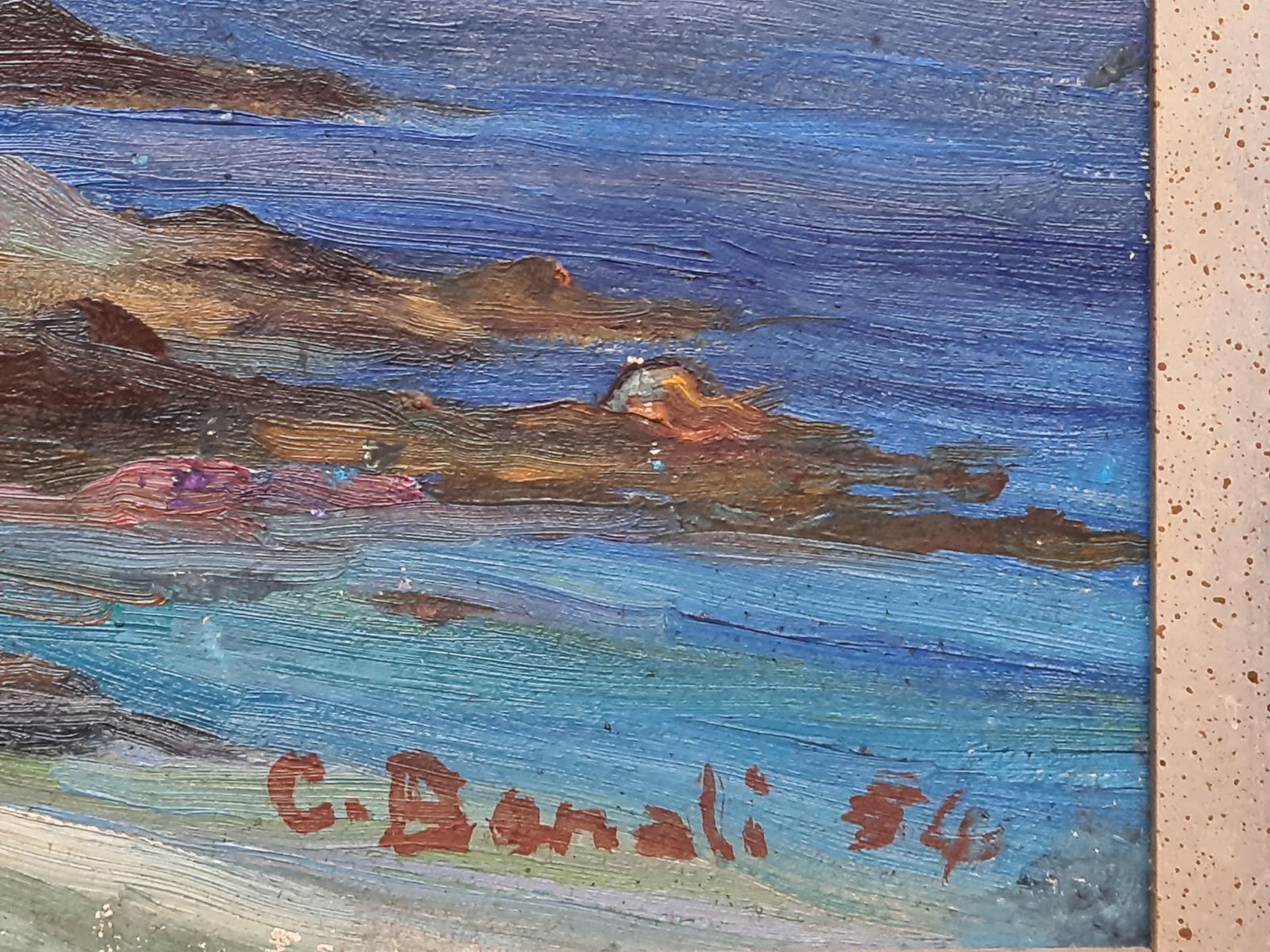 C Benaliimpressionist Seascape Of Cap Corse And The Ligurian Sea. Oil On Board.1954 photo for sale