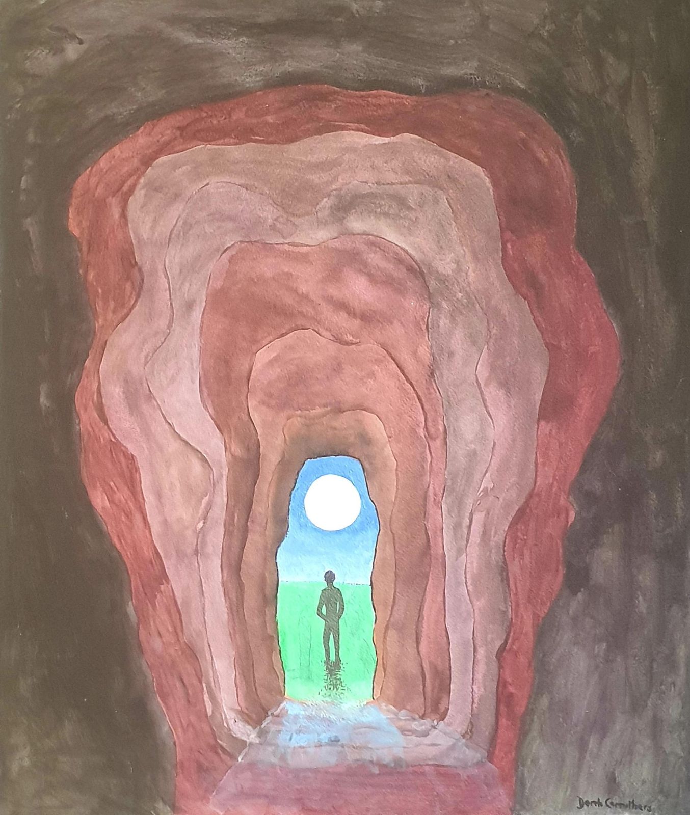 Derek Carruthers Surrealist Gouache On Paper, 'Threshold Or Pagans'.2012
