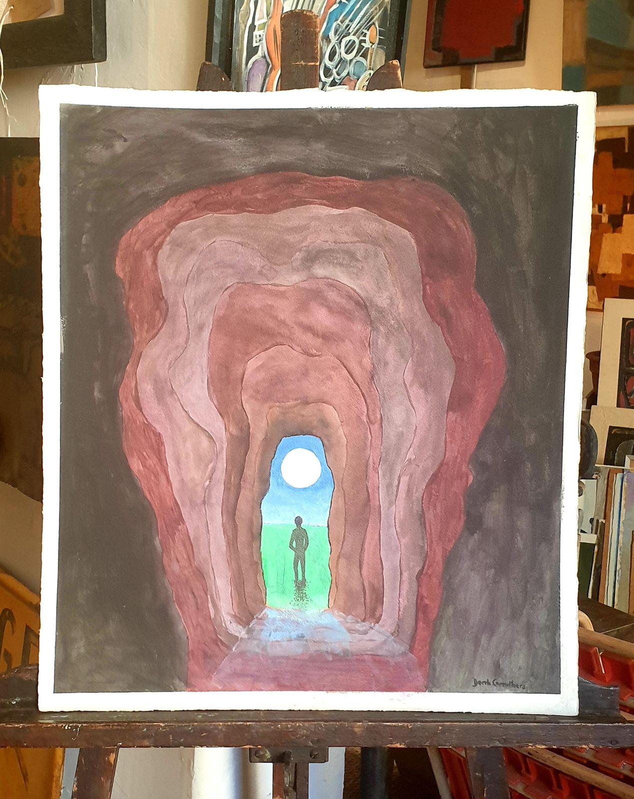 Derek Carruthers Surrealist Gouache On Paper, 'Threshold Or Pagans'.2012 photo furniture
