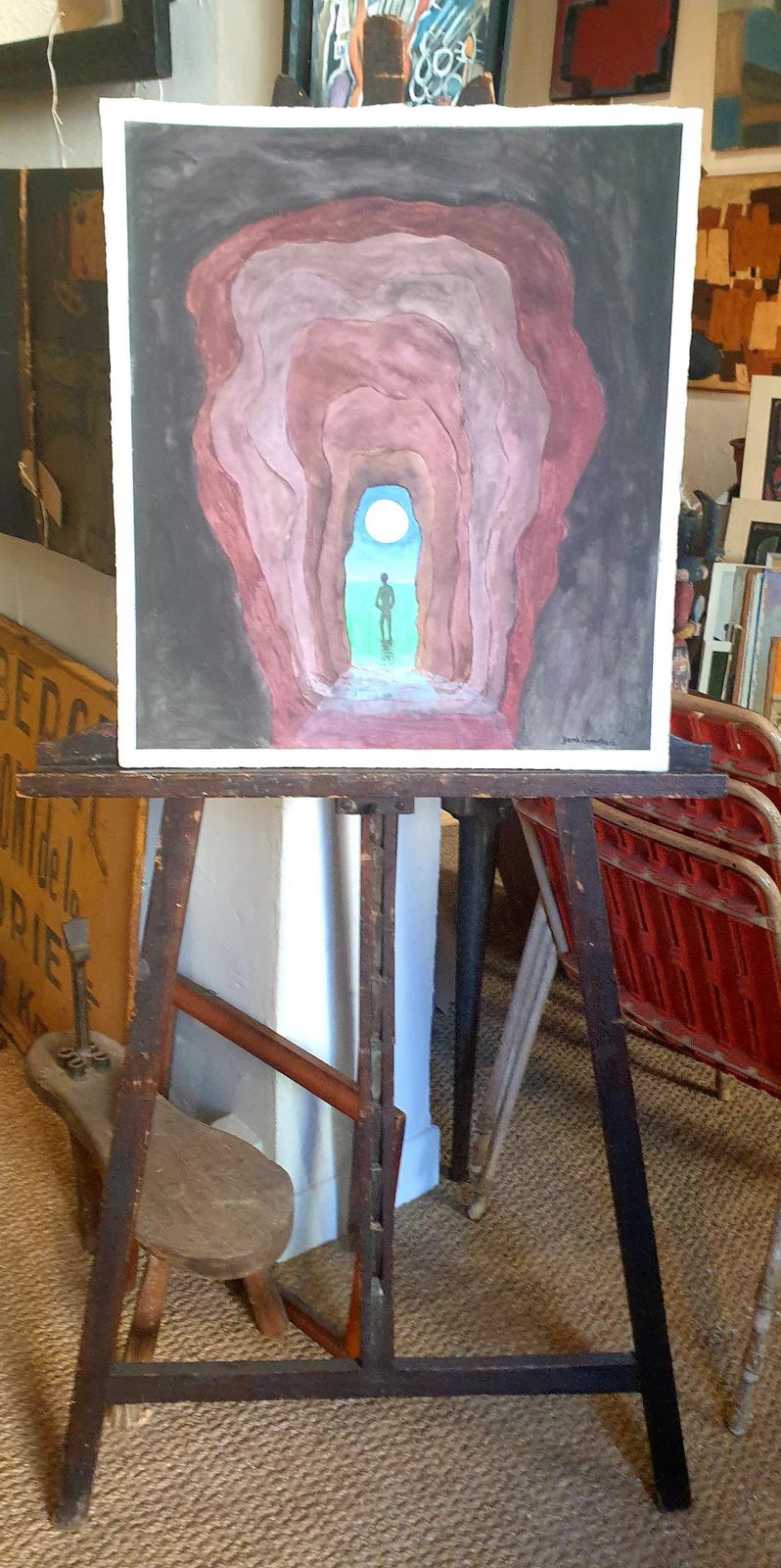 photo buy Derek Carruthers Surrealist Gouache On Paper, 'Threshold Or Pagans'.2012