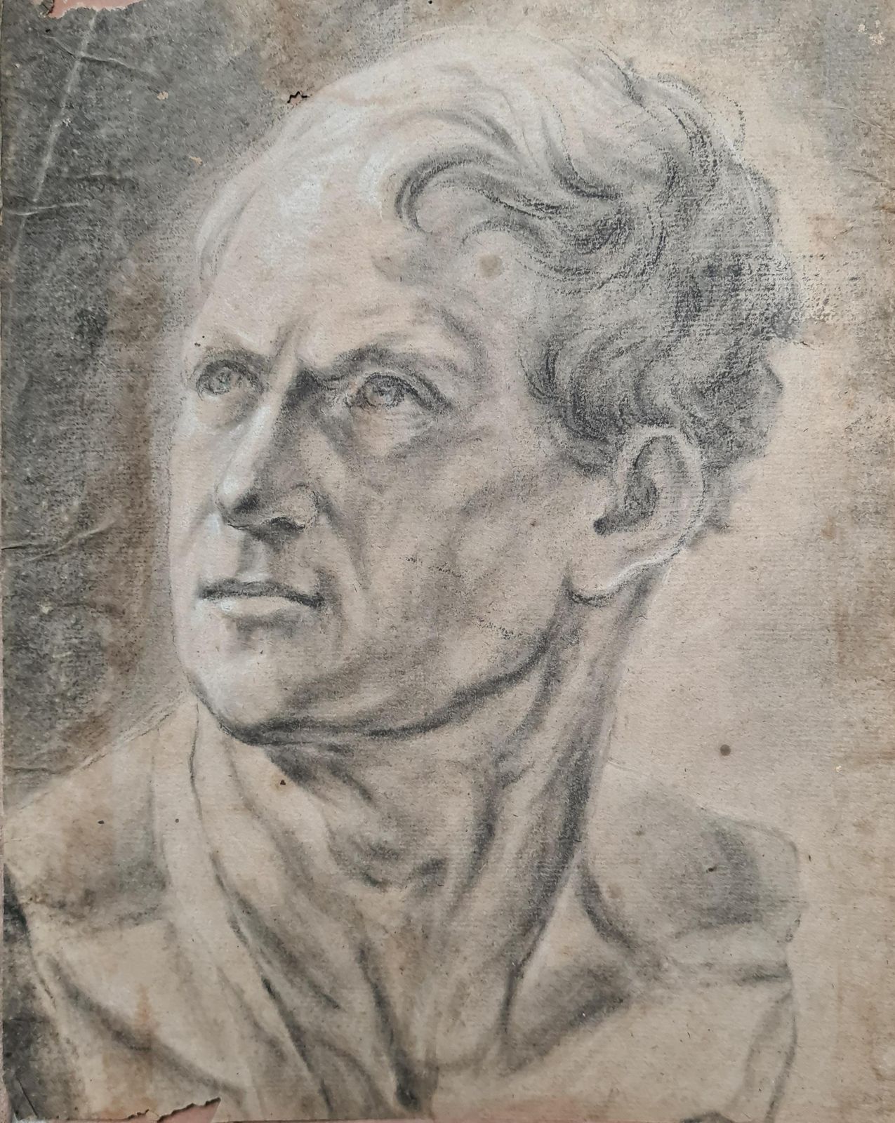 19th Century Academic Crayon On Paper Study By Follower Of Jacques Louis David photo furniture