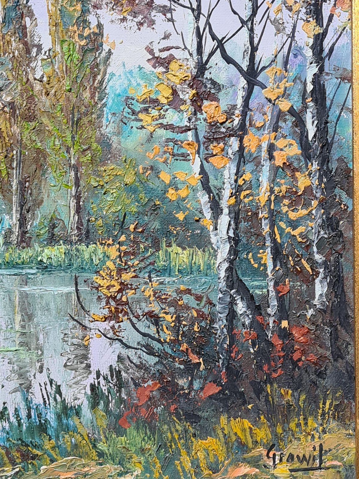 Maurice Schwab Aka 'Grawil''A River Runs Through It', Summer By The Riverbank. Oil On Canvas. photo vinterior