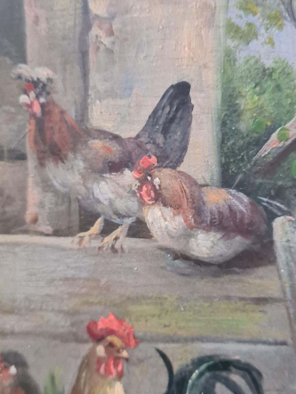 H Tikatfrench Oil On Panel Rural Landscape, Chickens And Ducks In A Farmyard.1920s photo vinterior