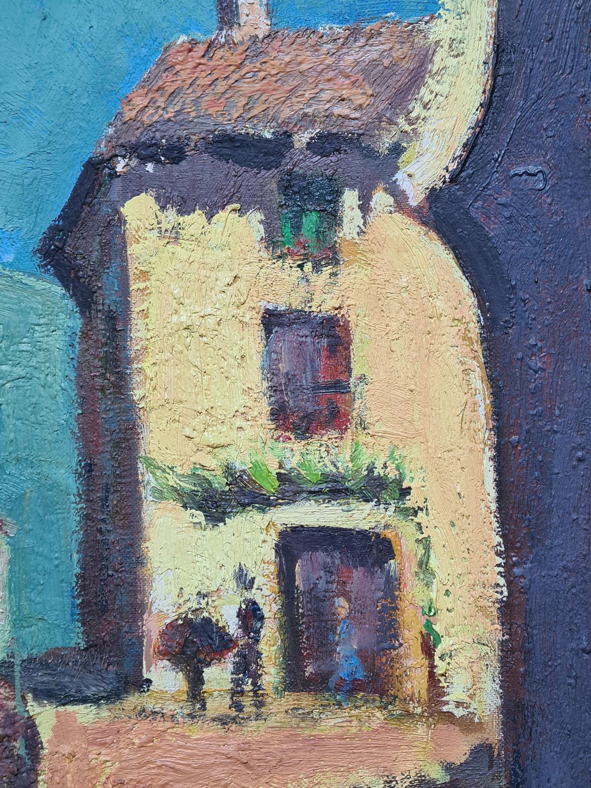 Louis Léo Hourdille French Mid Century Oil On Canvas. 'Arco De Zocodover' In Toledo, Spain.1950s photo Art