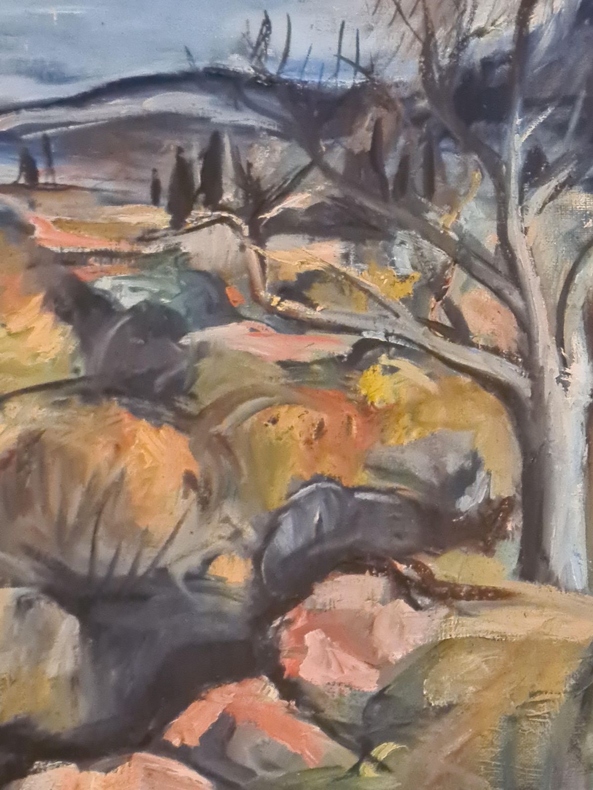 Olympe Silvymid Century Expressionist Rural Landscape, The Bastide At Signes, Oil On Canvas1958 photo for sale