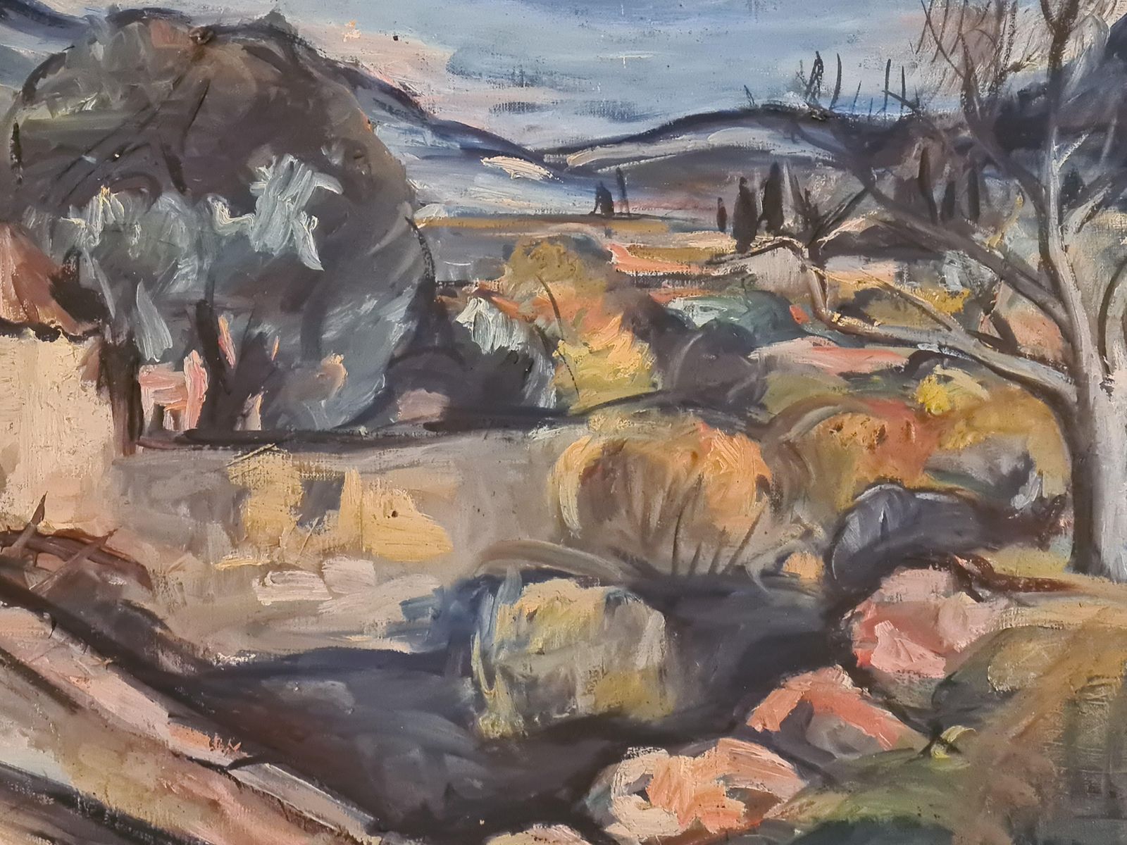 Olympe Silvymid Century Expressionist Rural Landscape, The Bastide At Signes, Oil On Canvas1958 photo 612.0