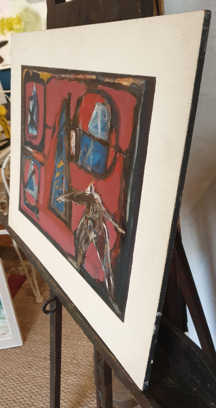 Emmanuelle Bardet"Redoutable" (Formidable) Colourful French Abstract Expressionist Oil On Board.1995 photo vintage