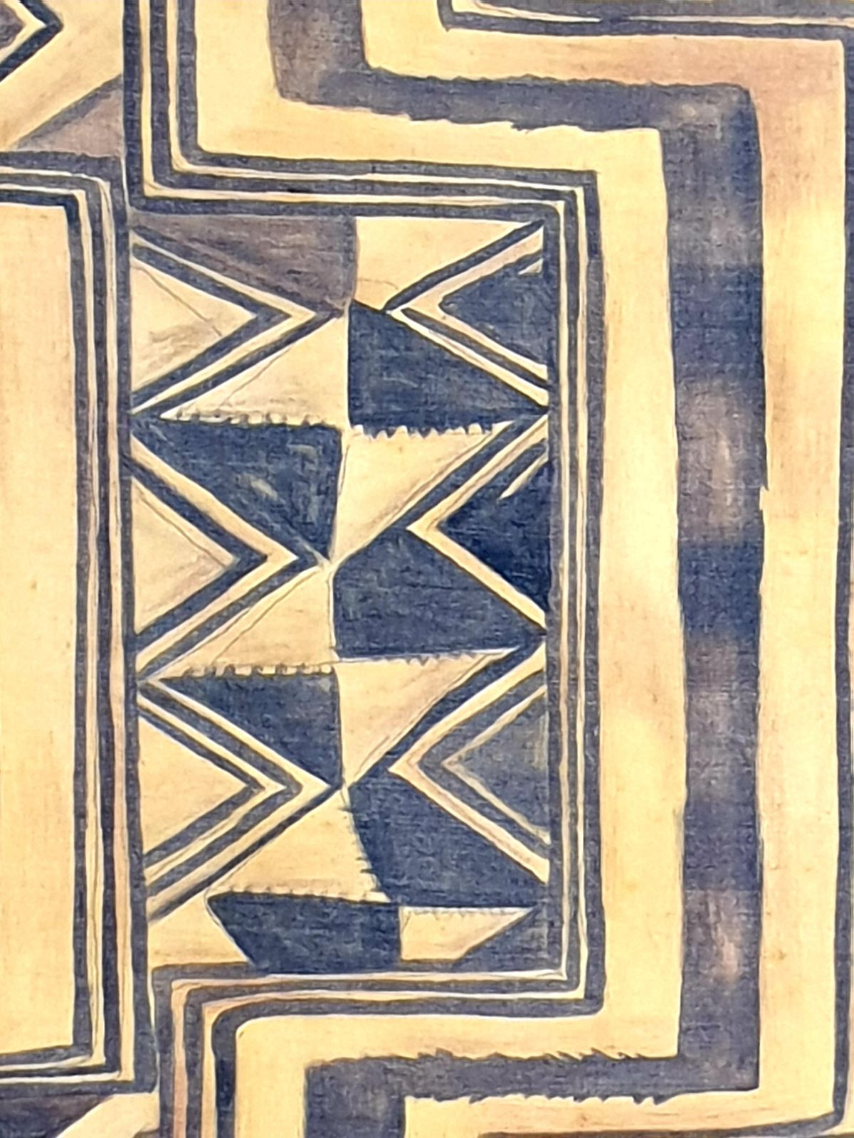 La Roche Laffitte, Painting Of An Antique Caucasian 'Kuba' Tribal Item, Watercolour On Silk photo vinterior