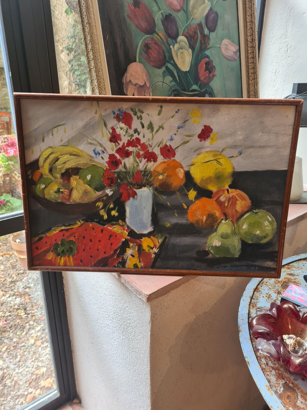 Bill Browncolourful Still Life With Fruit And Flowers, 'Nature Mort, Fruits Et Fleurs'1991 photo for sale