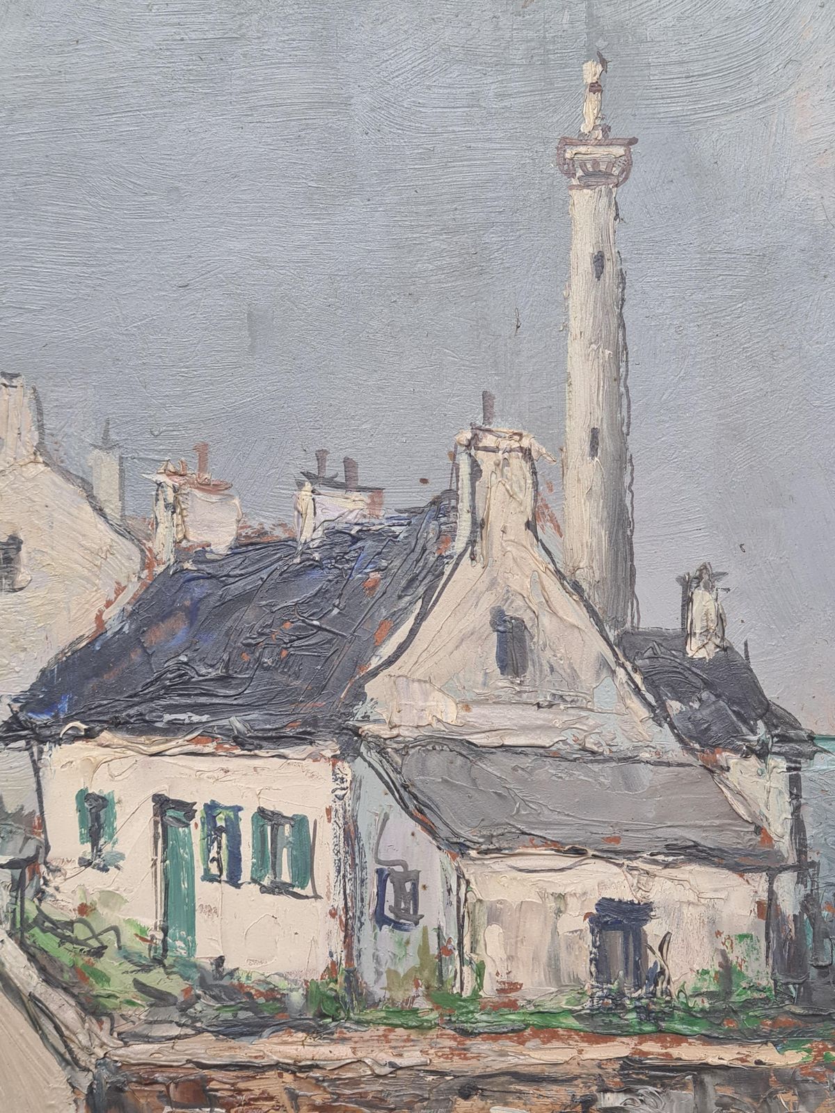 Yves Balmespost Impressionist Marine Village Landscape, The Lighthouse. Oil On Board. photo Art
