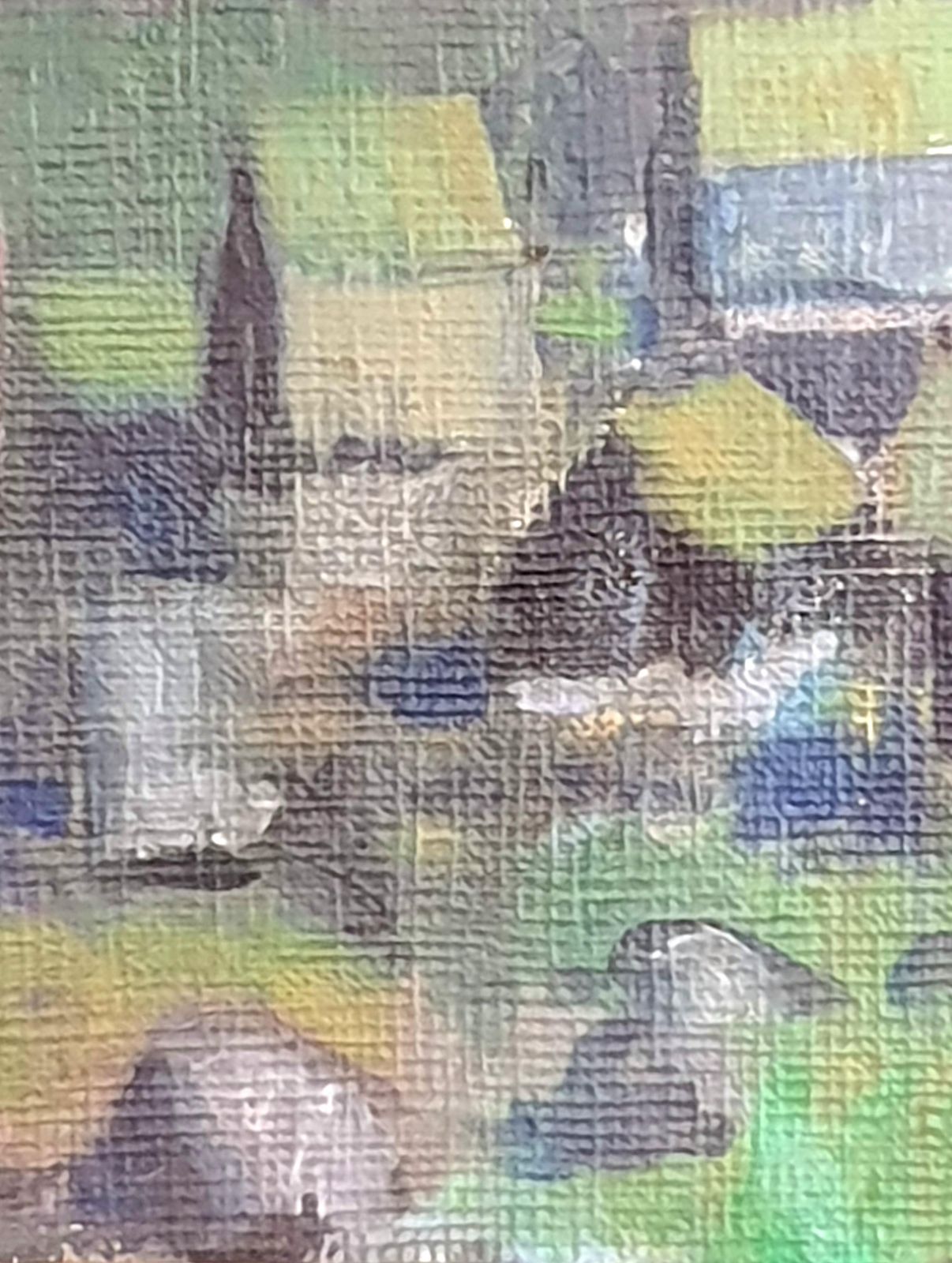 Poul Møller Danish Mid Century Colourfield Oil On Board Of Houses In A Coastal Scene.1976 photo buy