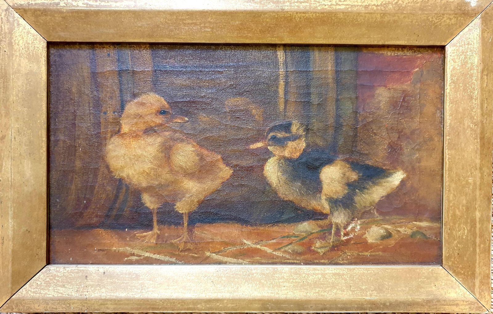Unknown'the Ducklings'. Late 19th Century Oil On Canvas.1890s