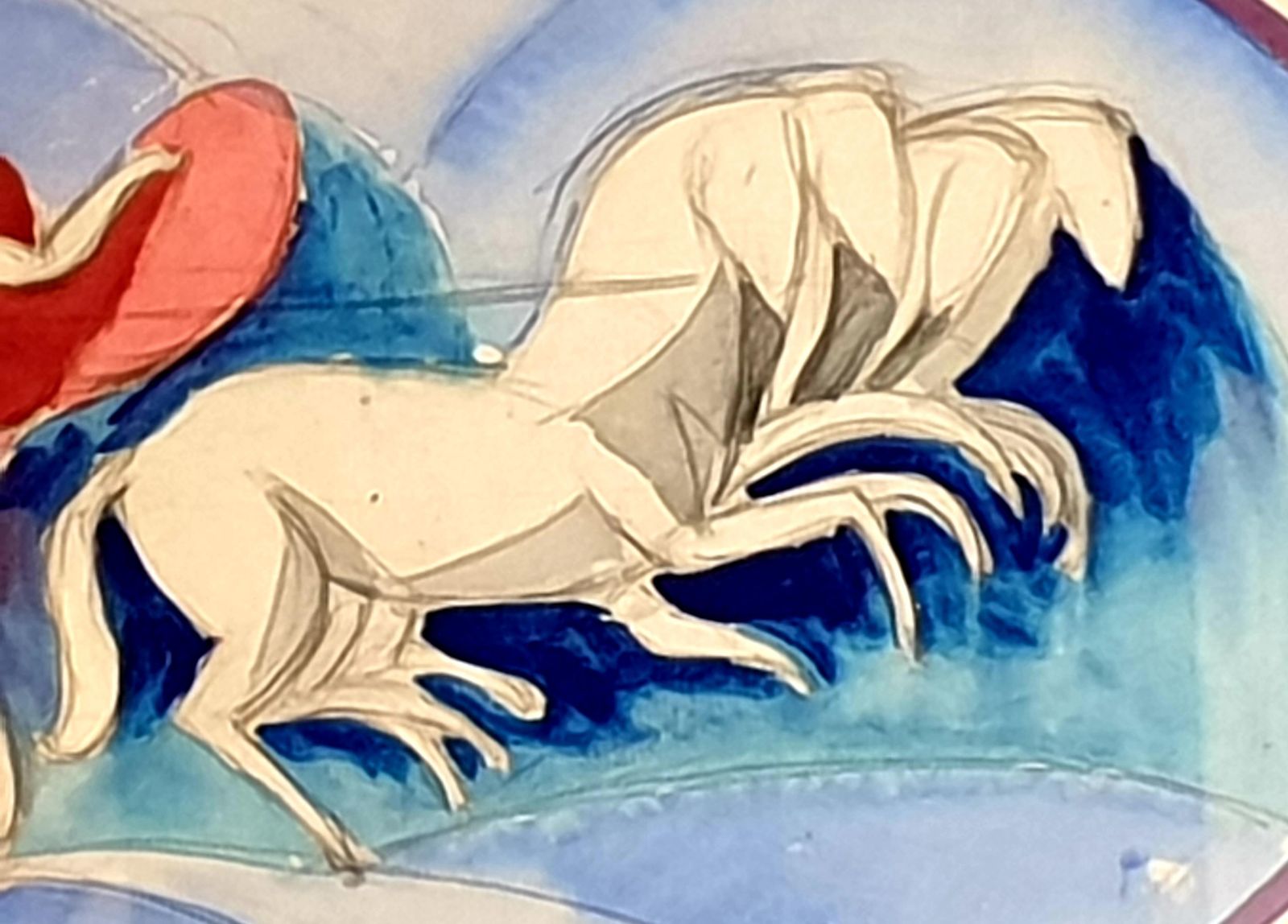 Paul Hoggart Nouveau Watercolour On Paper, Classical Chariot And Horses.1919 photo 935.0