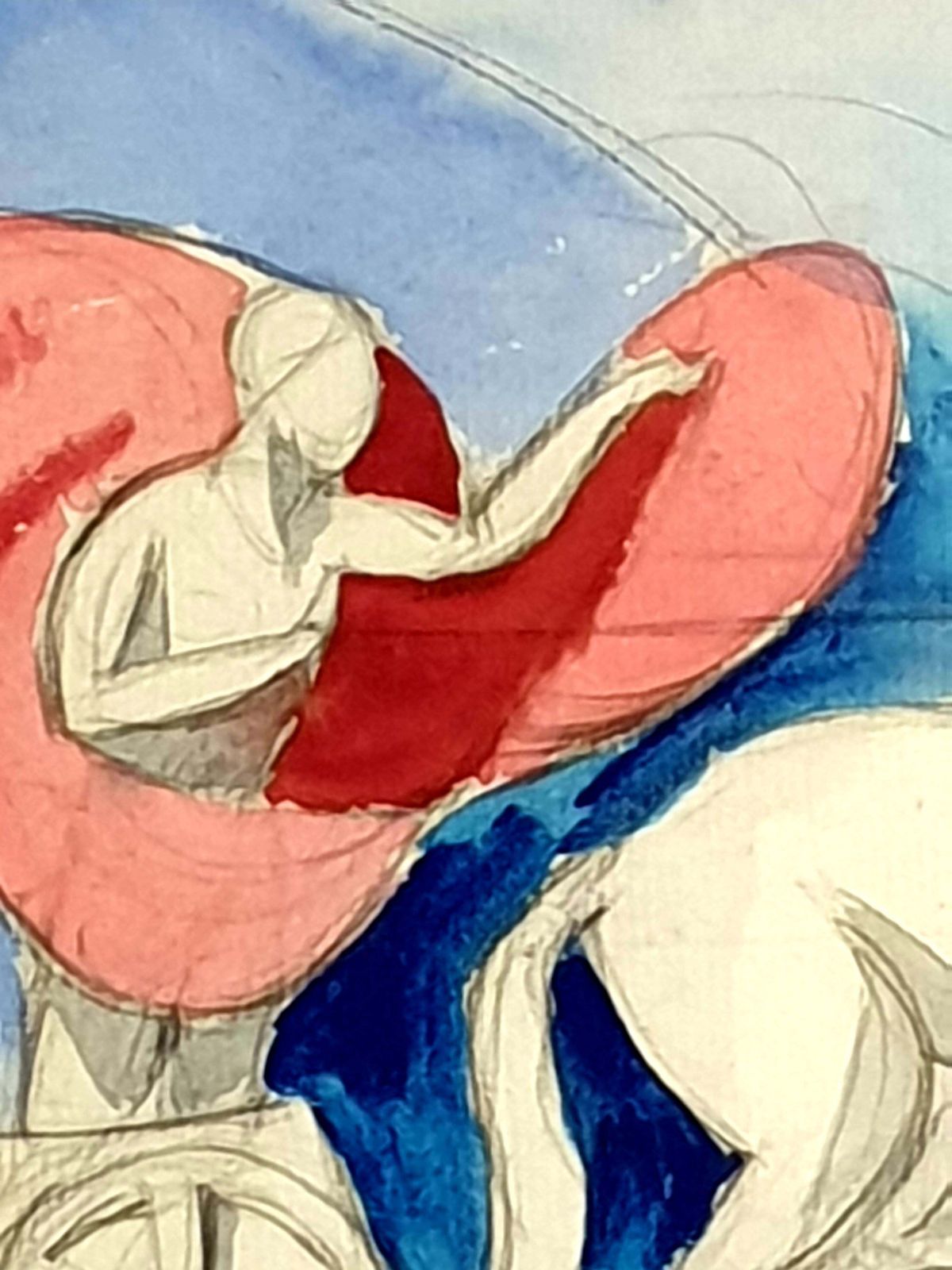 Paul Hoggart Nouveau Watercolour On Paper, Classical Chariot And Horses.1919 photo buy