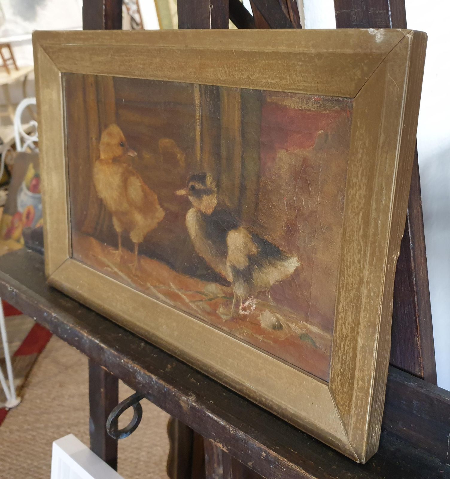 Unknown'the Ducklings'. Late 19th Century Oil On Canvas.1890s photo buy