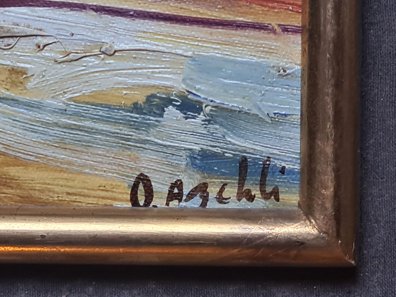 D Abchliorientalist Landscape, The Fishermen. Oil On Board. photo for sale