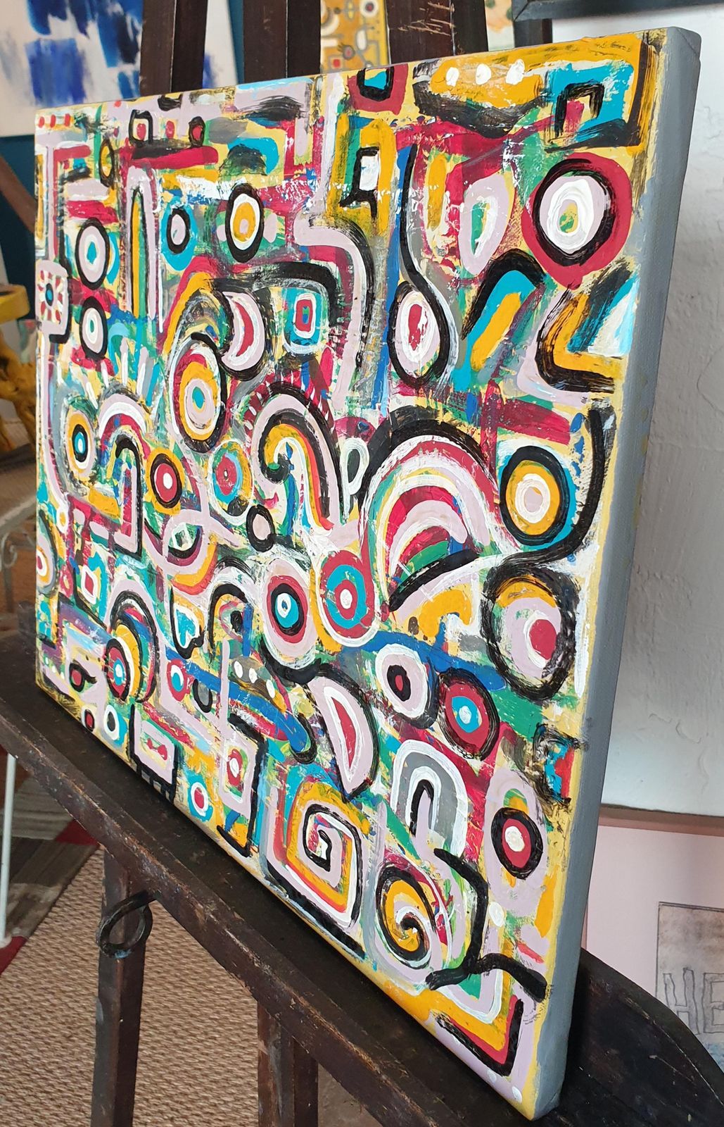 photo vintage Albino Palamara Contemporary Abstract Expressionist Oil On Canvas. 'Les Origines Du Langage'2024