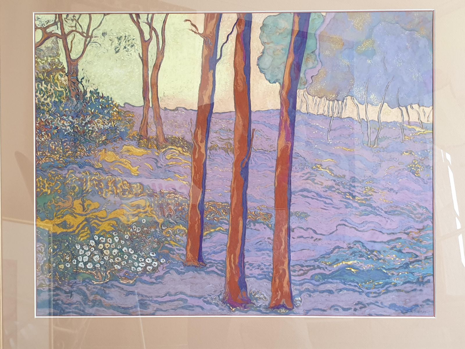 Francis Bessoncontemporary Impressionist Acrylic And Pastel. 'Forest In Lilac, Provence'.2015 photo for sale