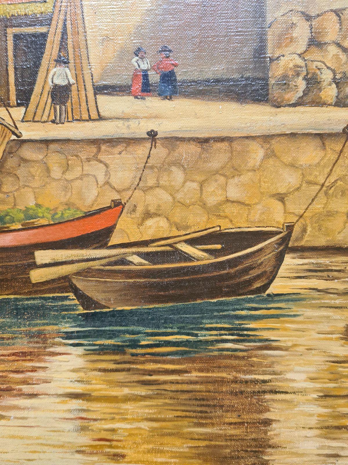 photo furniture E Tiedemannmid 20th Century Mannerist Large Scale Oil On Canvas, Boats In The Port1940