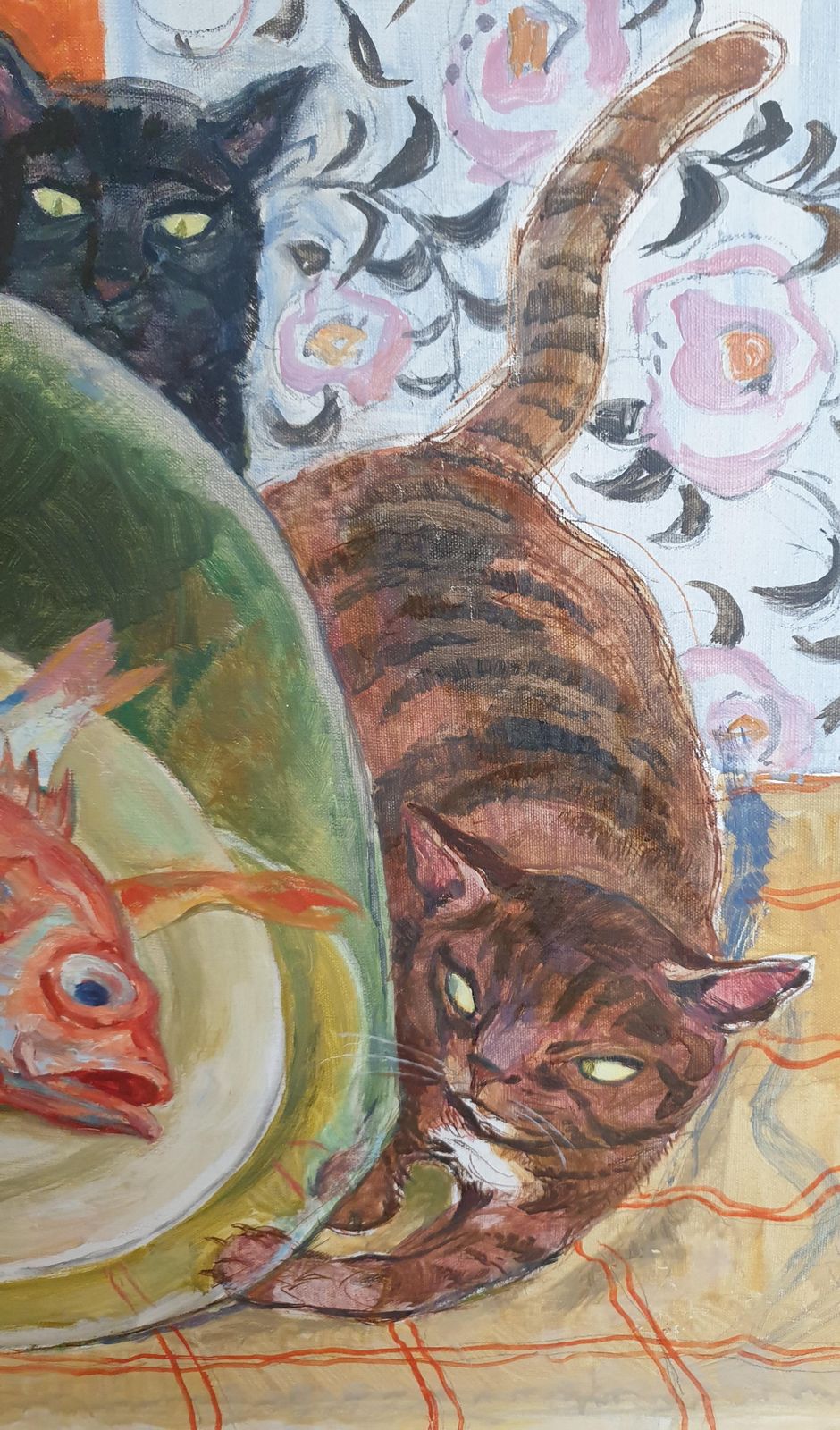 Maurice Delavier'naughty Pusscats!'. Hommage To Matisse, Oil On Canvas.1982 photo Art