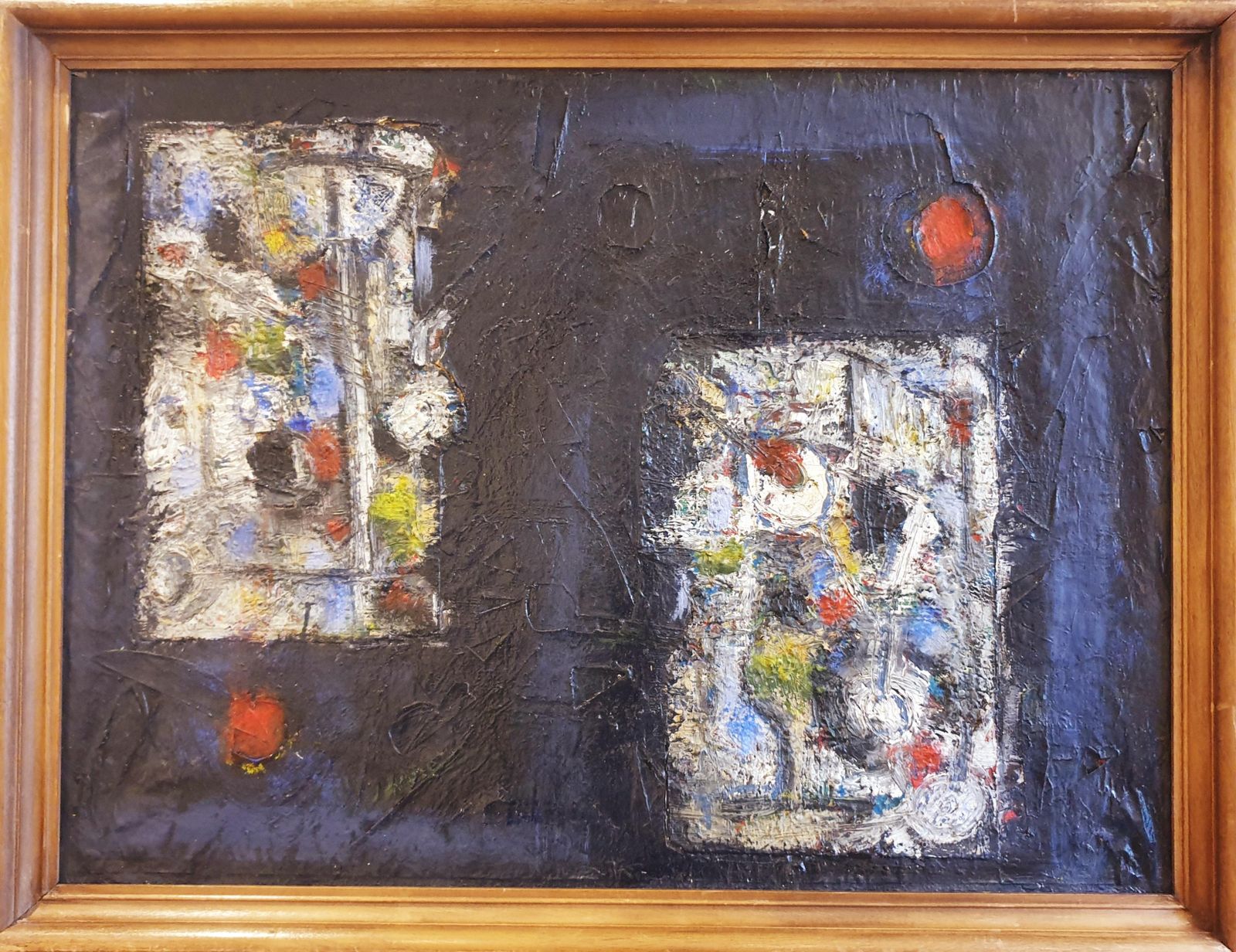 Unknown'monogrammes'. French Mid Century Abstract Expressionist. Oil On Canvas.1960s