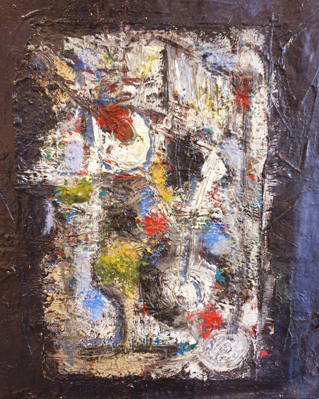 Unknown'monogrammes'. French Mid Century Abstract Expressionist. Oil On Canvas.1960s photo furniture