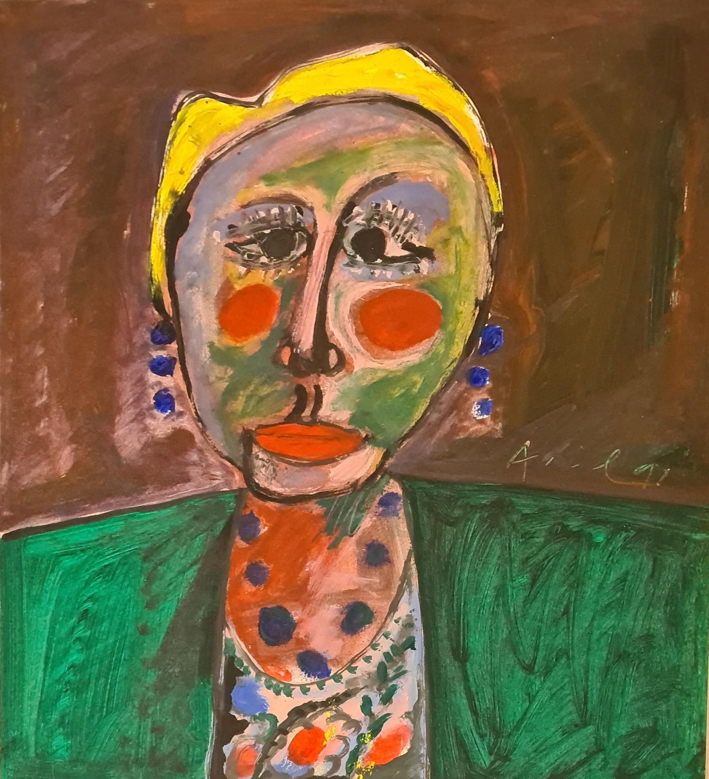 Armand Avrillate 20th Century Expressionist Oil And Acrylic On Paper. 'Janine, The Muse'.1991