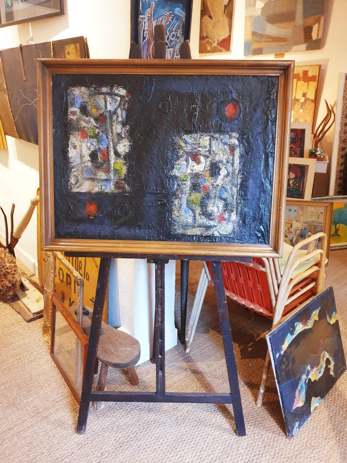 2211.0 Unknown'monogrammes'. French Mid Century Abstract Expressionist. Oil On Canvas.1960s photo