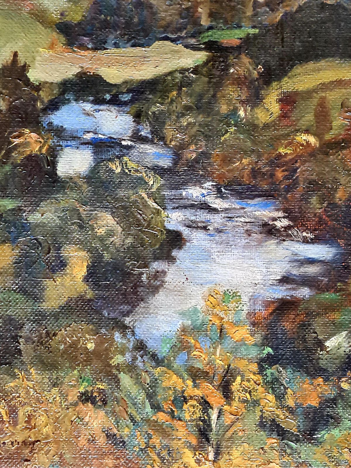 D. L. Murrayimpressionist Oil On Canvas, The Salmon Pool, Canonbie, Scotland photo 2305.0