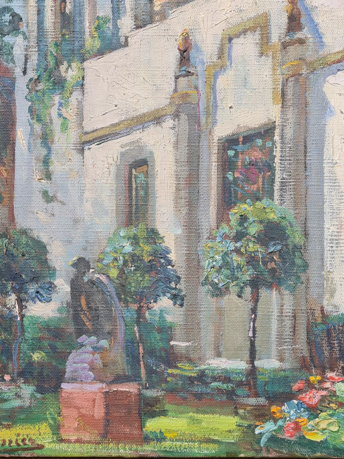 Suzanne Miniermoorish, Belle Epoque, Villa And Garden At St Tropez French Oil On Canvas.1930s photo Art