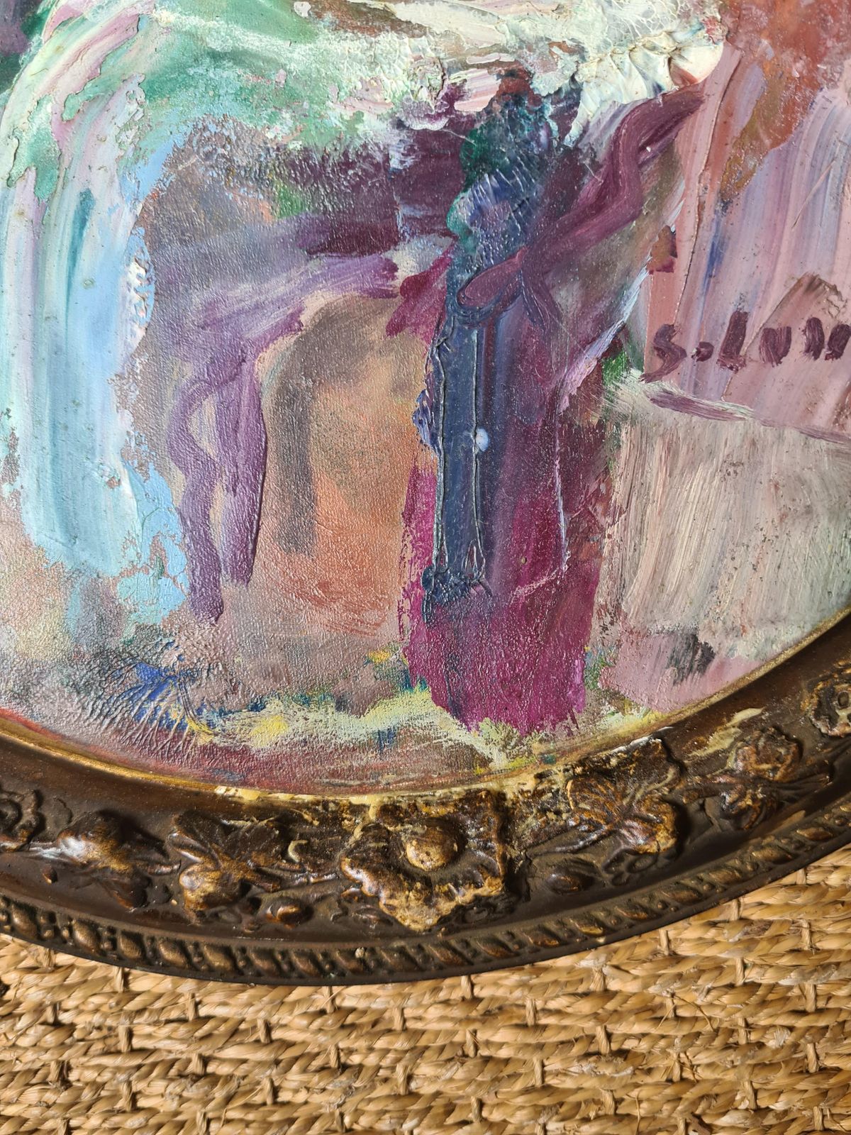 1998.0 Stephane Lovighi Bourgognefrench Expressionist Self Portrait. Oil On Canvas.1995 photo