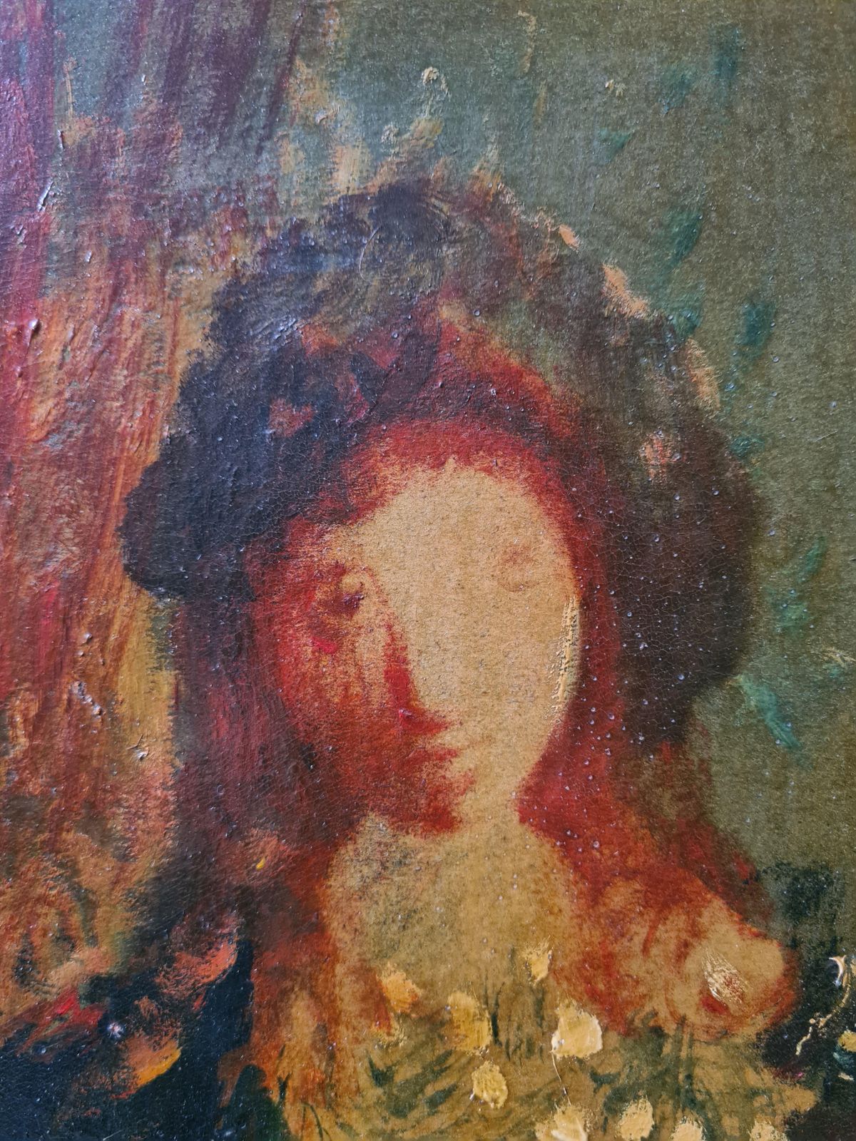 Sylvain Vignylarge French Expressionist Oil Portrait, The Seated Beauty. photo vinterior