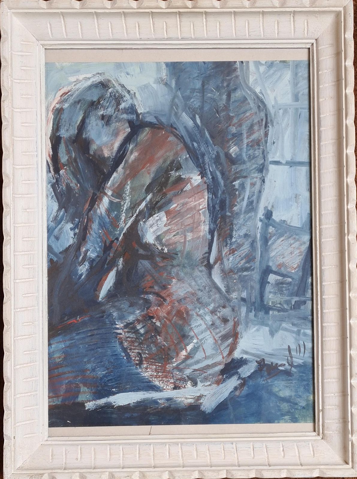 Unknown'odalisque', French Watercolour Of A Female Nude.1980s photo furniture