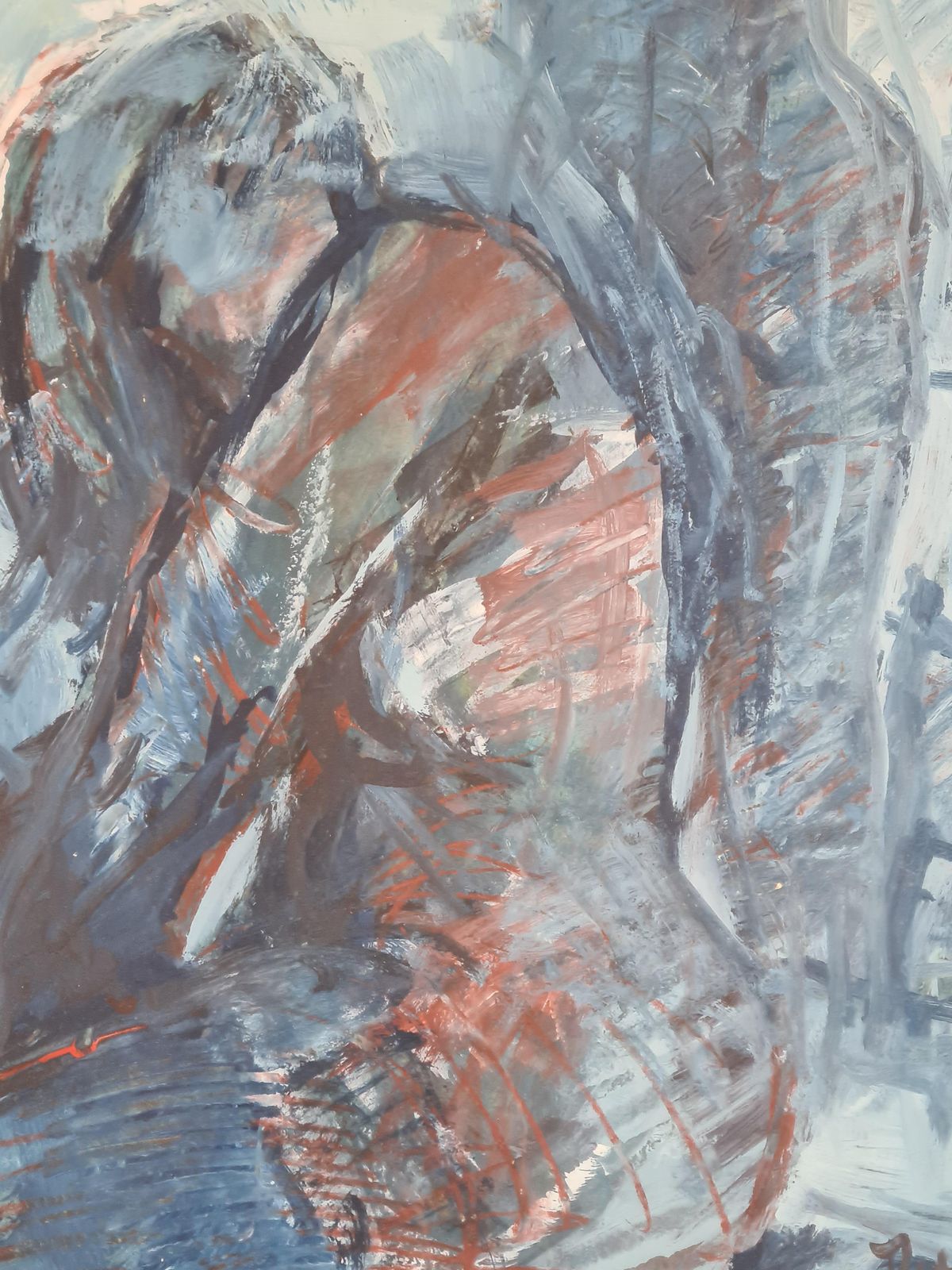 Unknown'odalisque', French Watercolour Of A Female Nude.1980s photo Art