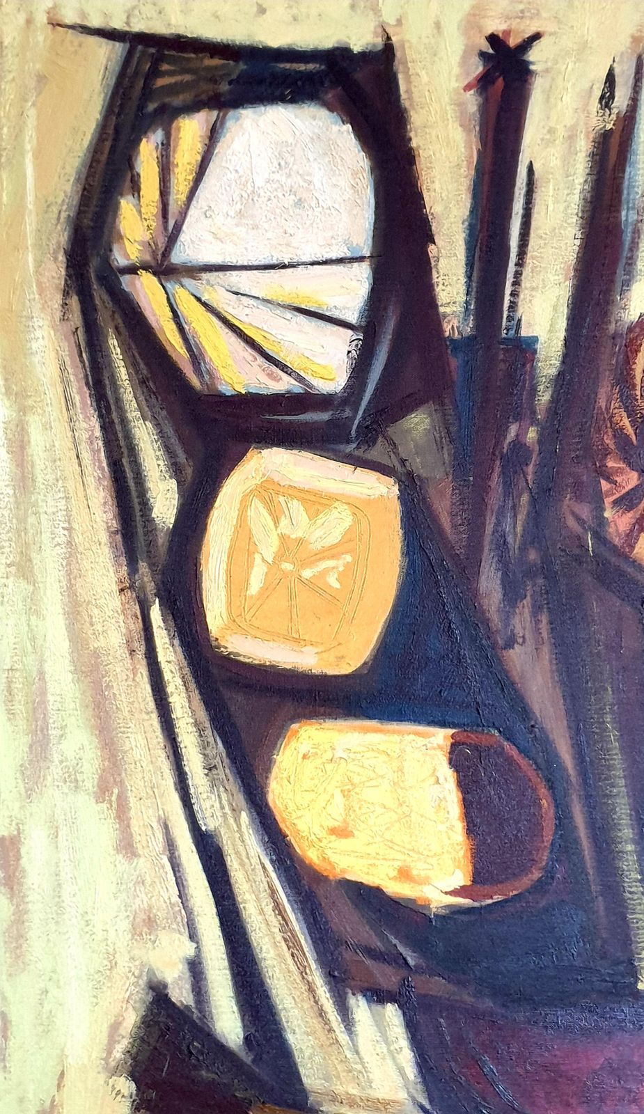 Eric Verhallarge Mid Century Abstract Expressionist Oil On Canvas, Circle Of Bernard Buffet1965 photo for sale