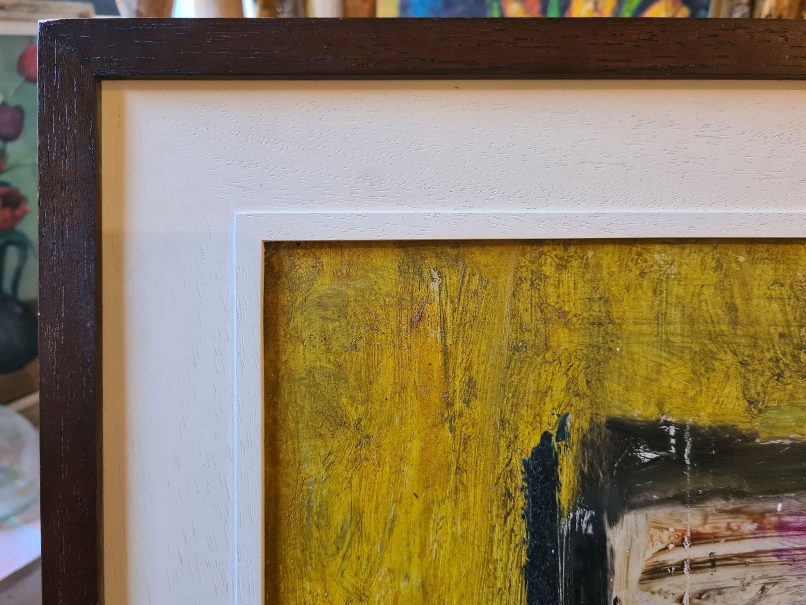 photo buy Betty Walters Flashtiglarge Mid Century Colourful Oil Of Still Life With Bottles, Fruit And Charger