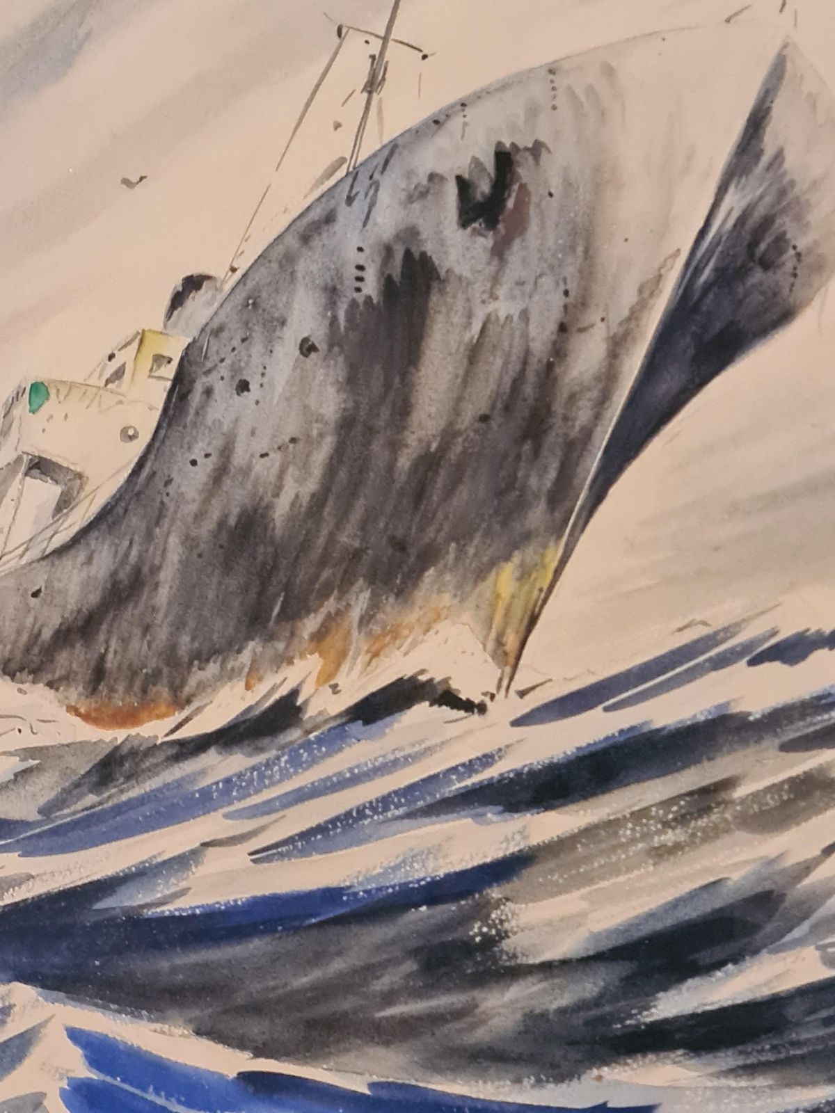 Unknowna Fishing Boat At Sea, Late Mid Century Gouache On Paper1970 photo 263.0