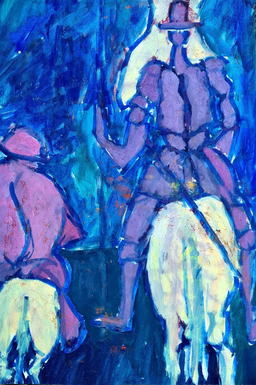 Jean Duceldon Quixote And Sancho Panza. Gouache And Watercolor.