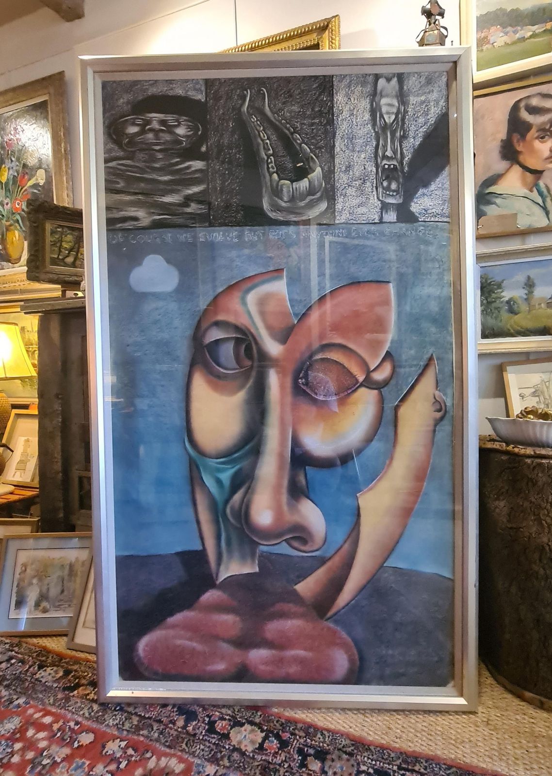 Gordon Muirmonumental Surrealist Pastel, Of Course We Evolve But Does Anything Ever Change?1985