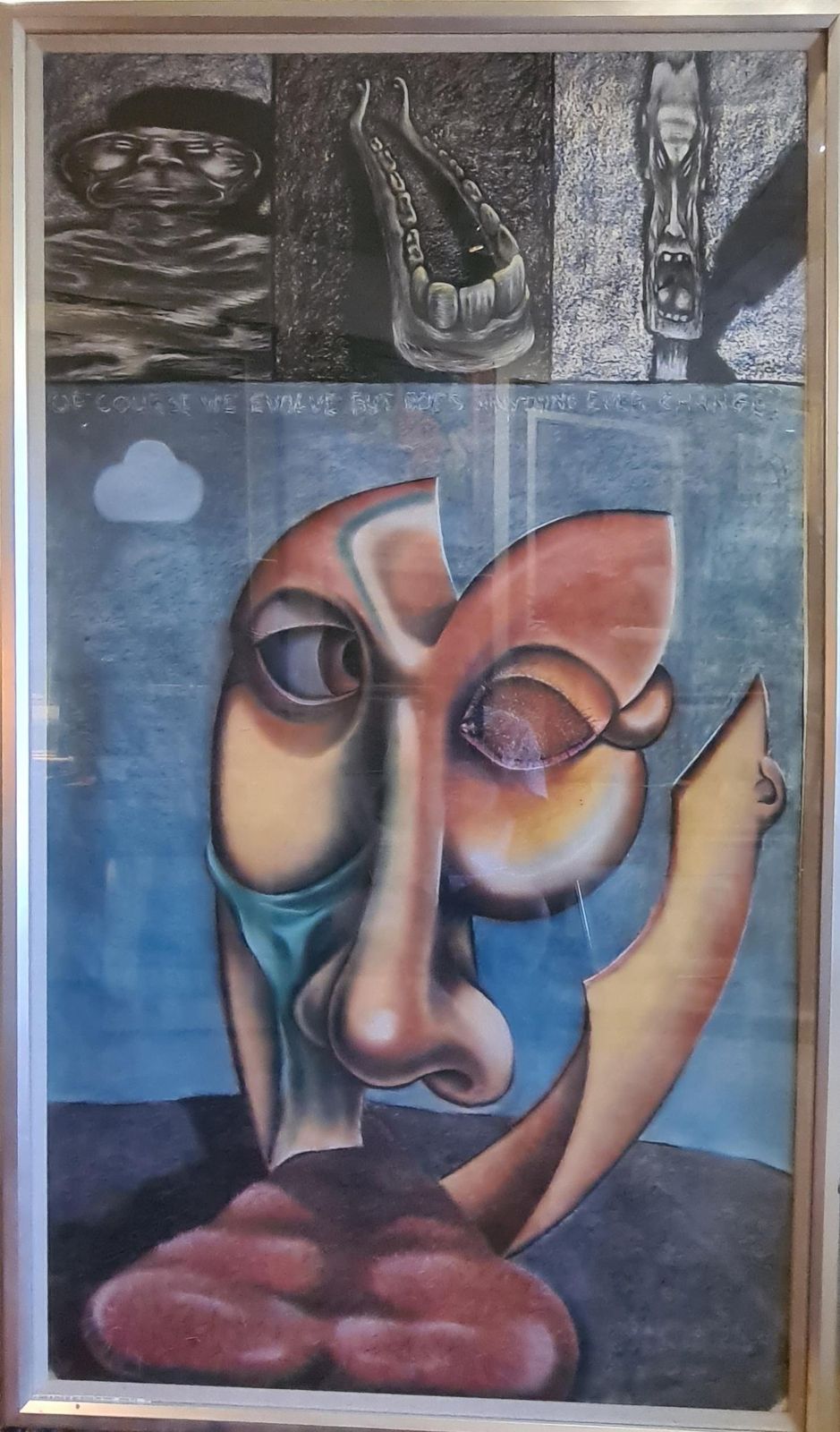 Gordon Muirmonumental Surrealist Pastel, Of Course We Evolve But Does Anything Ever Change?1985 photo furniture